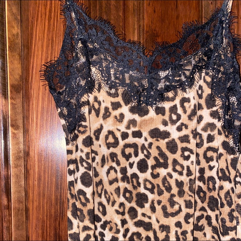 Cheetah laced spaghetti top